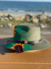 Load image into Gallery viewer, Hand Painted Hat, Painted Straw Hat, Straw Hat, Mexican Hat, Panama Hat, Summer Hat, Beach Hat, Men and Woman Hat Sun Flower hat