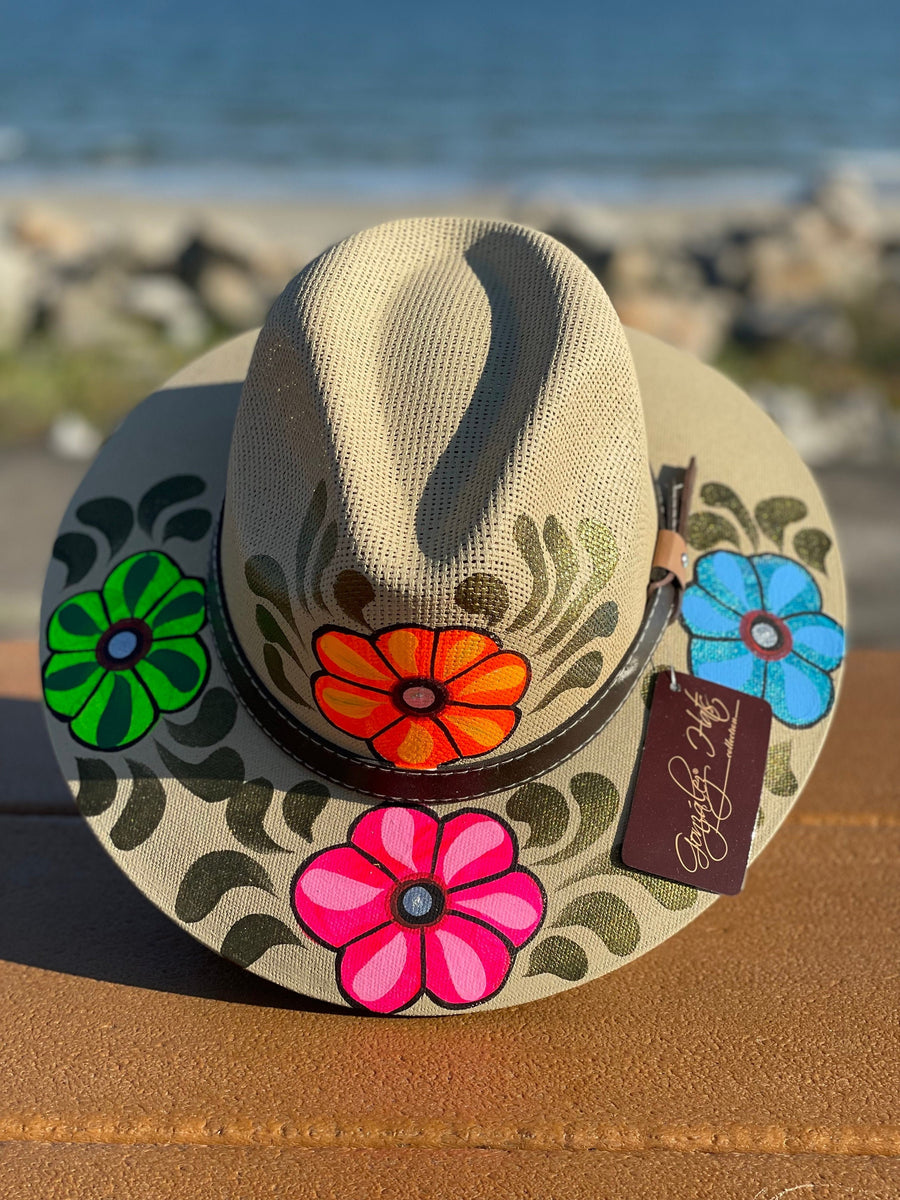 Raider Hand Painted Hats Panama Style Hats Size Large Made 