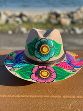 Load image into Gallery viewer, Hand Painted Hat, Painted Straw Hat, Straw Hat, Mexican Hat, Panama Hat, Summer Hat, Beach Hat, Men and Woman Hat, Floral Hat