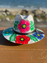 Load image into Gallery viewer, Hand Painted Hat, Painted Straw Hat, Straw Hat, Mexican Hat, Panama Hat, Summer Hat, Beach Hat, Men and Woman Hat, Floral Hat
