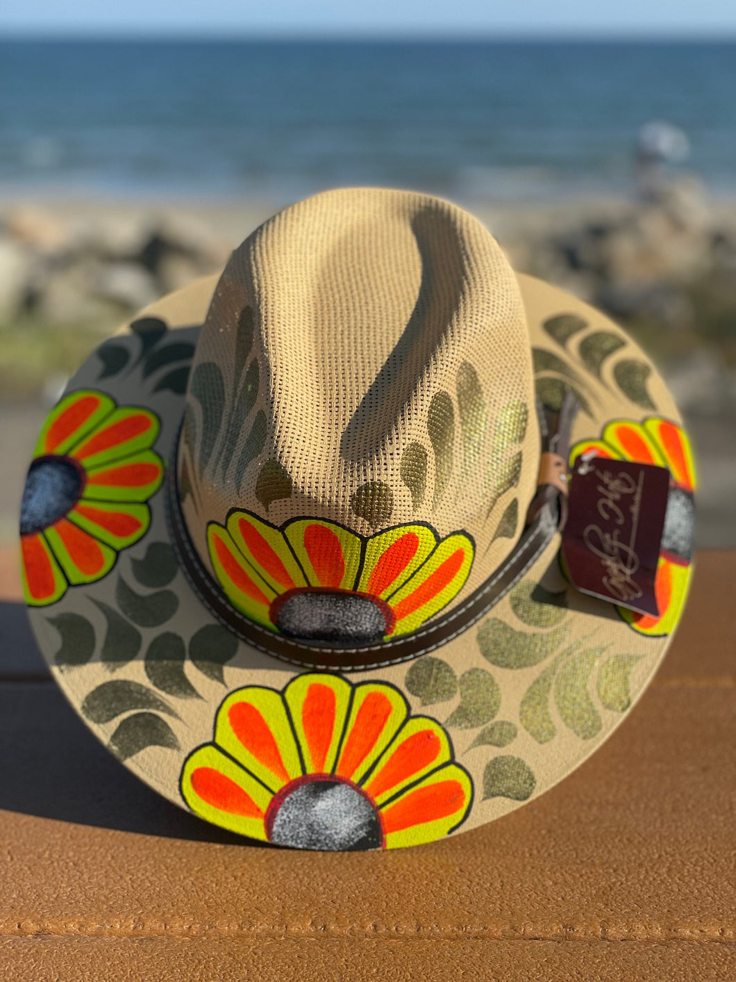 Hand Painted Natural Straw Hats, Genuine Aguadeño Style Hat