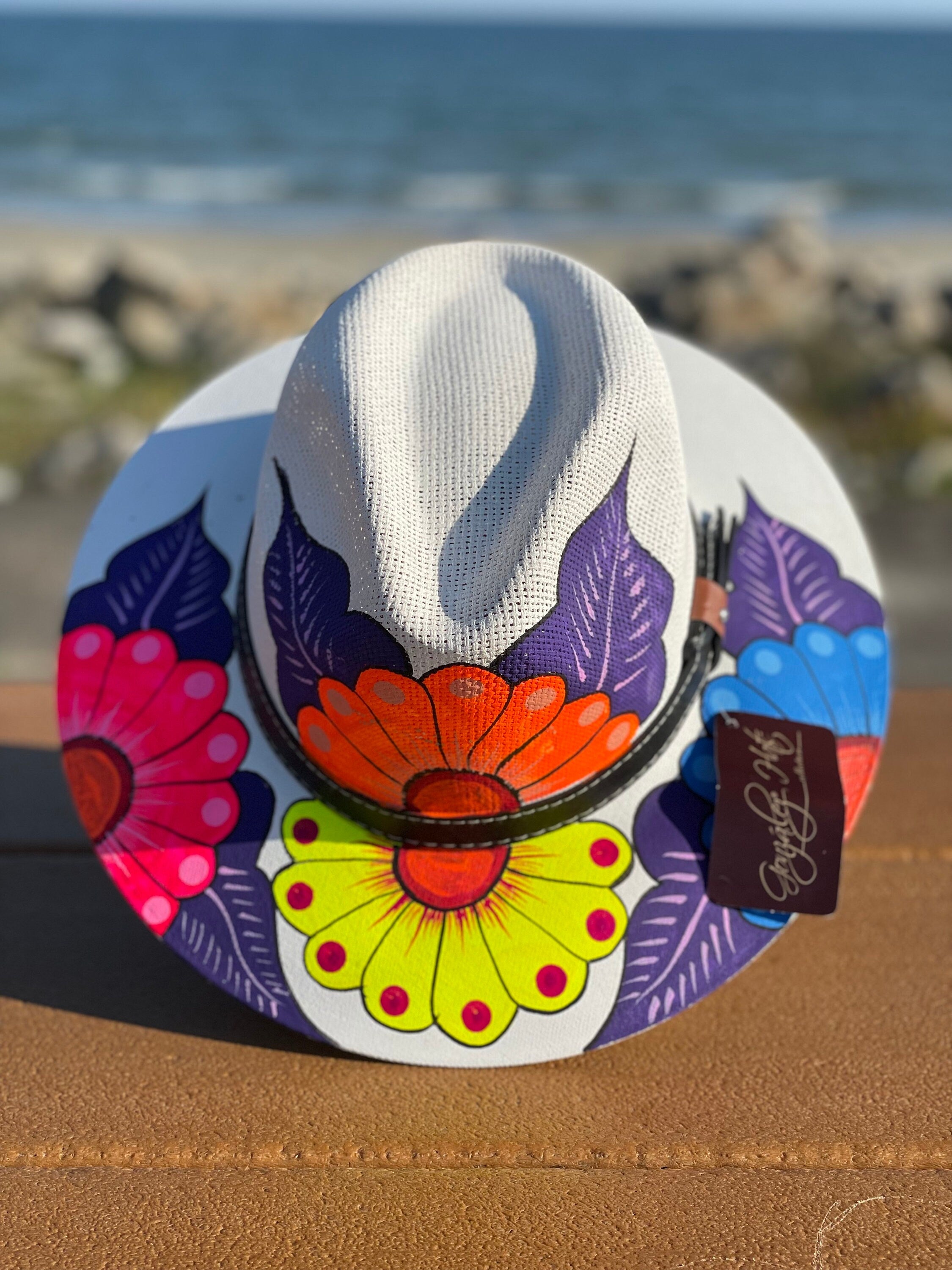 Raider Hand Painted Hats Panama Style Hats Size Large Made 